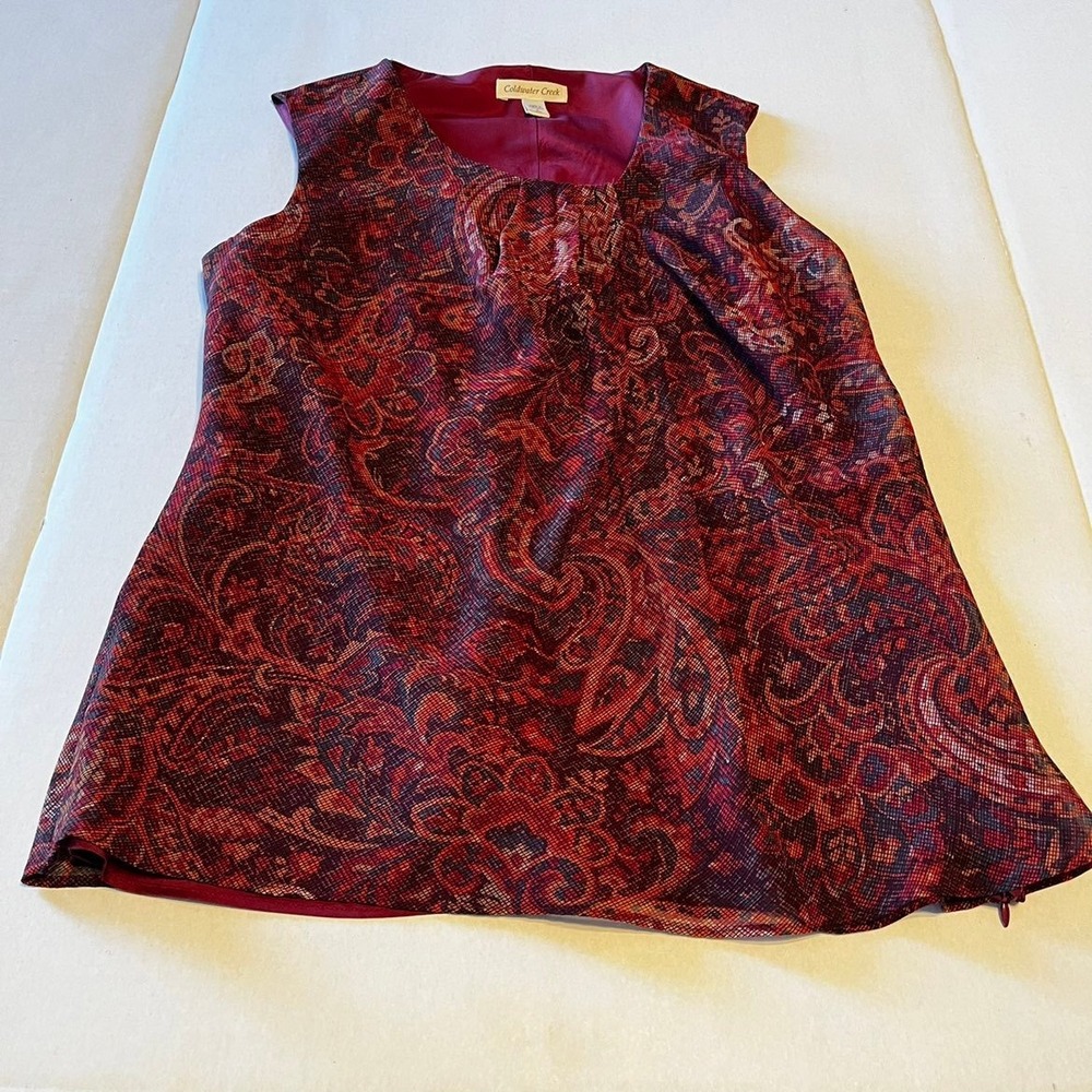 Coldwater Creek multi colored size small sleeveless blouse Tank Top side zipper - Picture 6 of 11